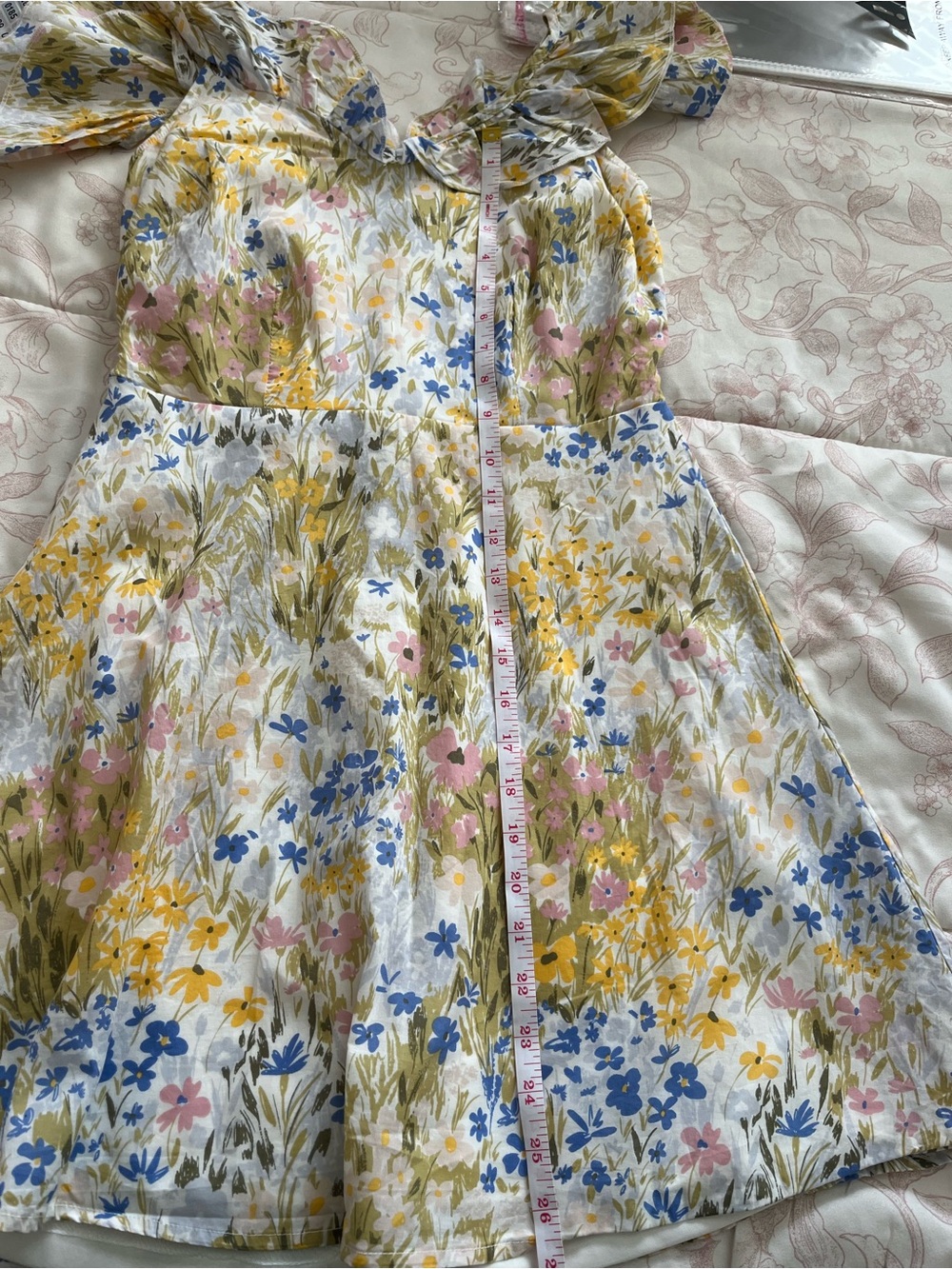 Wildfox Floral Ruffle-Trim Sundress in Yellow and Blue MP - Picture 5 of 6